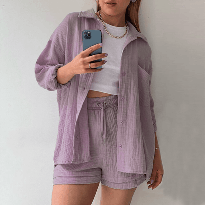 Ensemble tendance pour femmes avec chemise et short