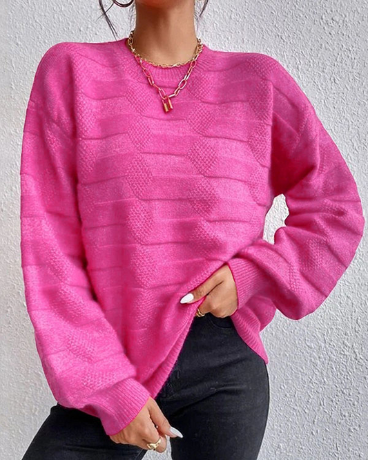 Pull Simple à Couleur Unie – Mode de Rue Décontractée pour Femme