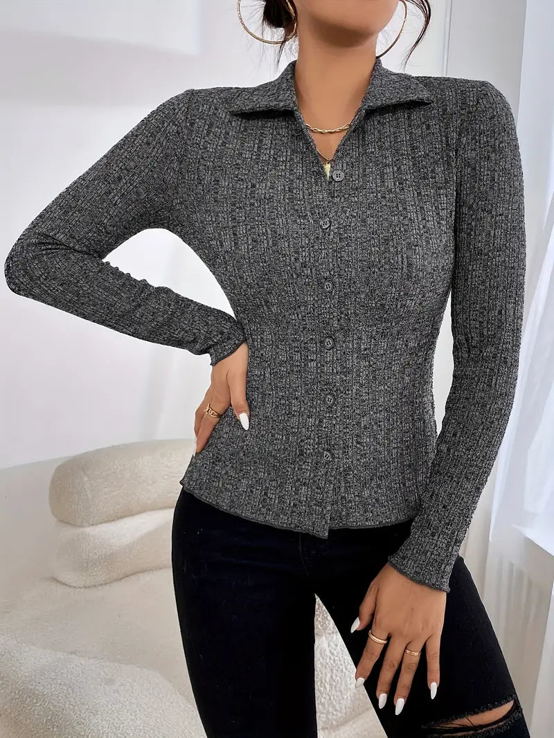 Venice - Cardigan Confortable et Stylé Gris Foncé pour l'Hiver pour Femmes