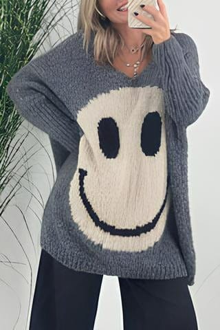 Pull smiley pour femme