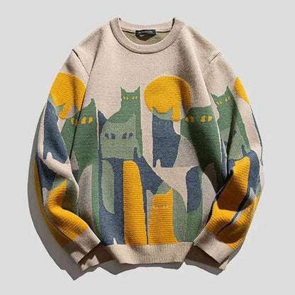 Pull à motif chat pour femme