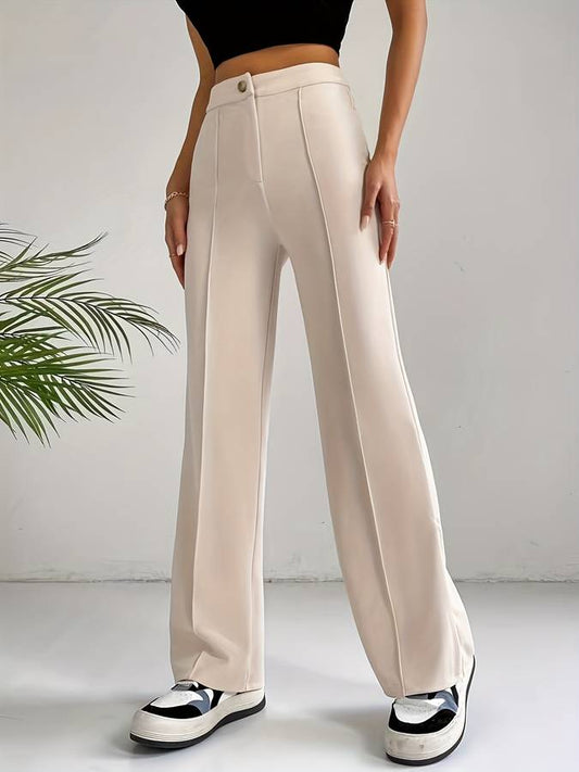 Claire - Pantalon taille haute beige