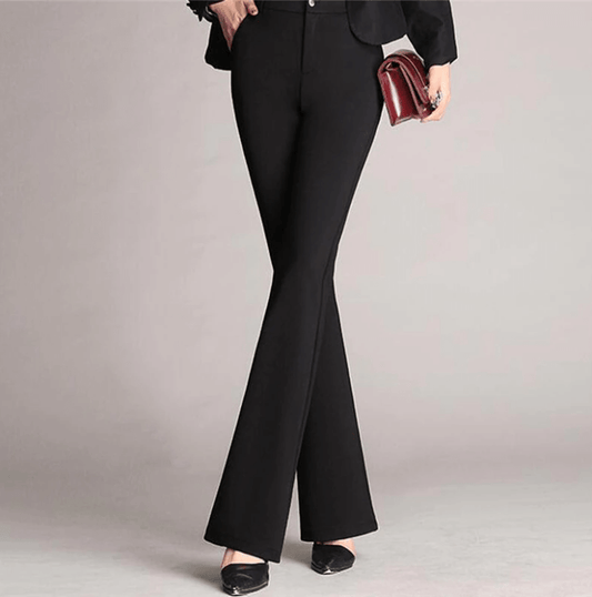 Pantalon slim évasé taille haute