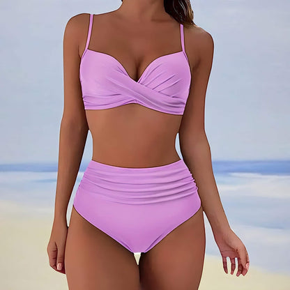 Bikini femme - Top croisé - Effet ludique - Coupe flatteuse - Parfait pour les journées d'été