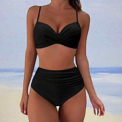 Bikini femme - Top croisé - Effet ludique - Coupe flatteuse - Parfait pour les journées d'été