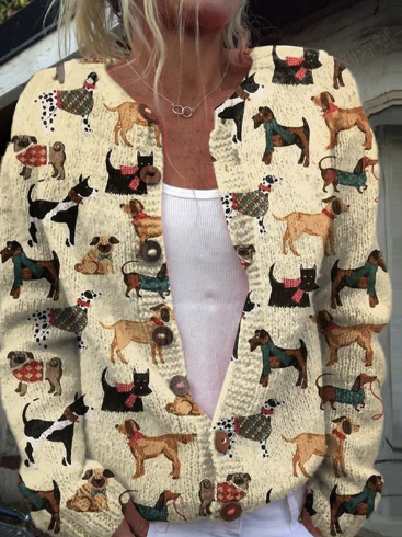 Cardigan femme à motif chien rigolo : fun et chaleureux dans votre dressing