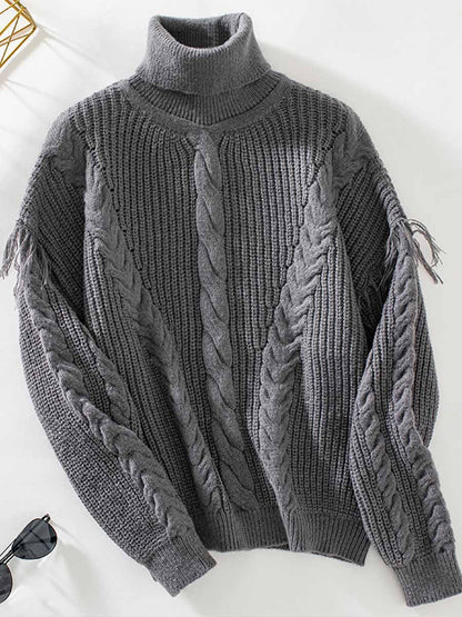 Zamarah Sweater | Pull à col roulé en maille câblée pour femmes