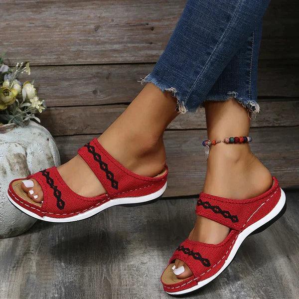 Kameela Sandals | Boho Style Open Toe Sandals with Embroidered Straps (sandales brodées)