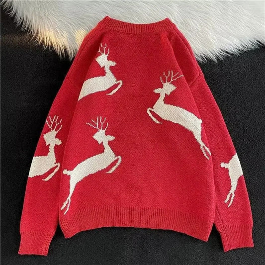 Ulla - Pull chaud en tricot avec imprimé cerf de Noël pour femmes