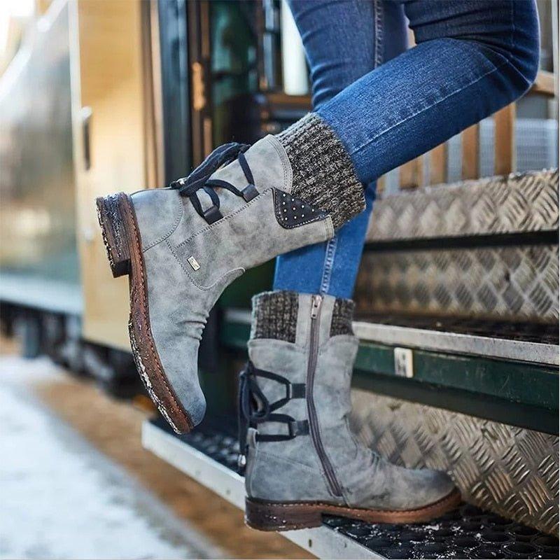 Bottes Norma | Bottes d'hiver à lacets avec fermeture à glissière latérale