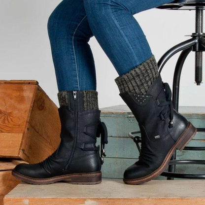 Bottes Norma | Bottes d'hiver à lacets avec fermeture à glissière latérale