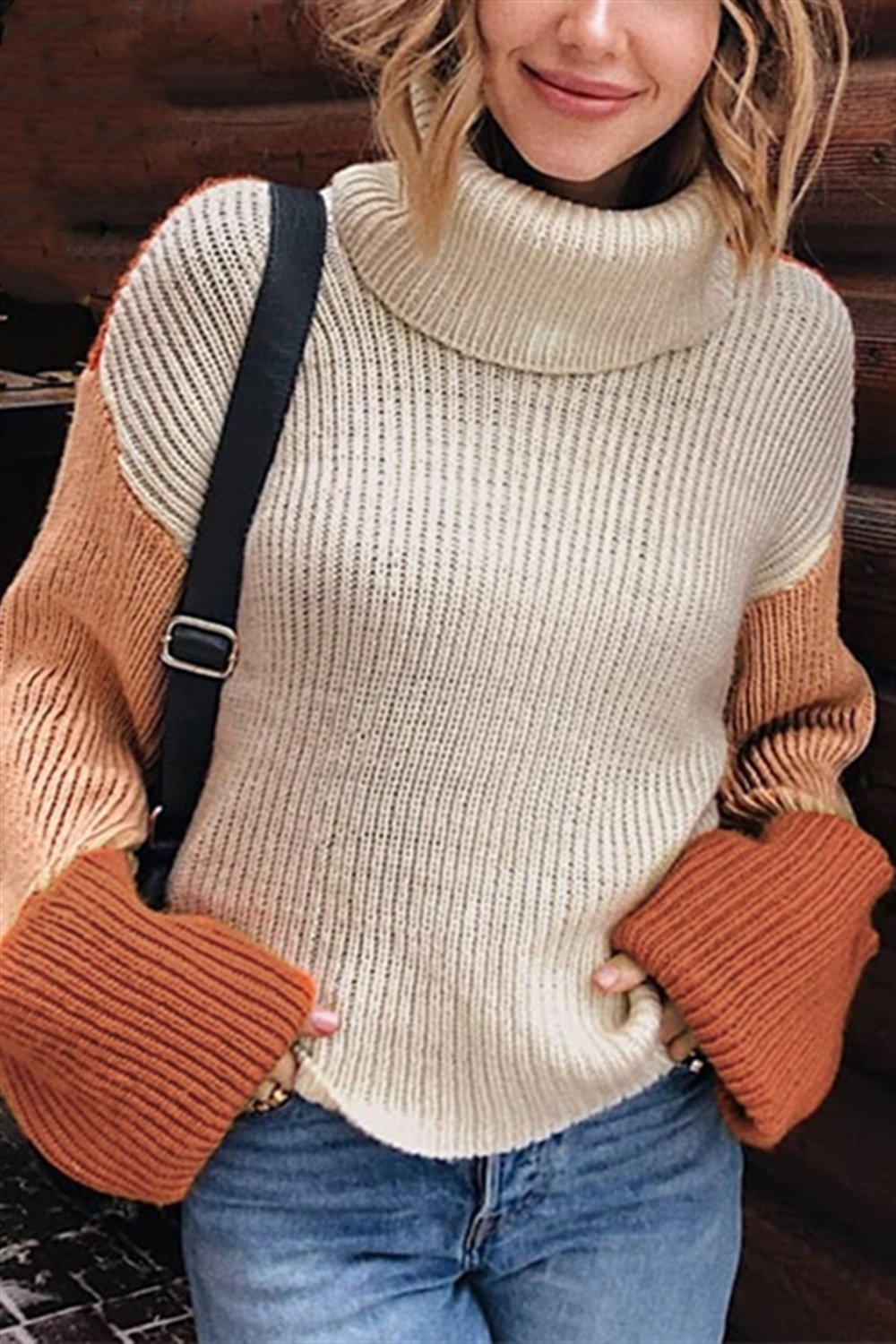 Pull en tricot informel à col roulé pour femmes