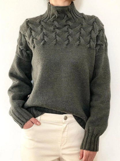 Zareen Sweater | Pull décontracté à col roulé en maille torsadée