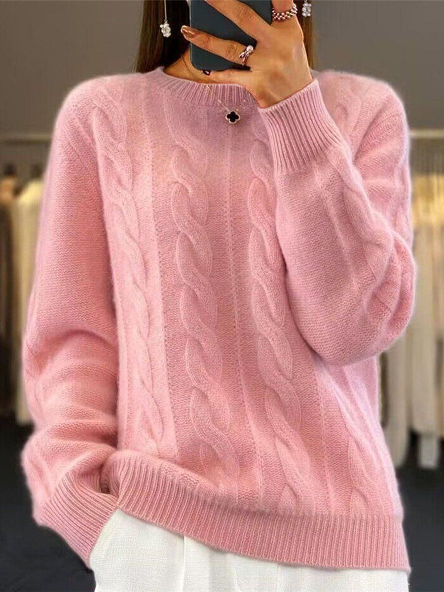 Zameera Sweater | Pull décontracté à col rond en maille câblée