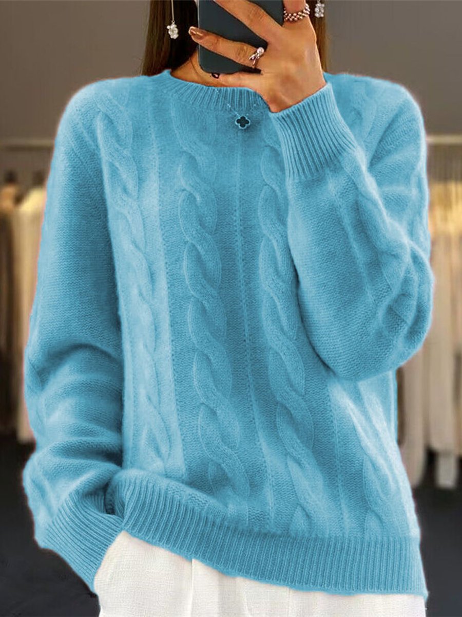 Zameera Sweater | Pull décontracté à col rond en maille câblée