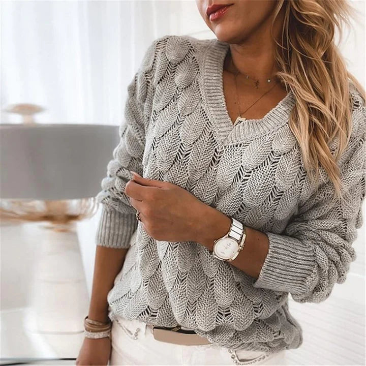 Uscha Sweater | Pull en tricot avec col en V