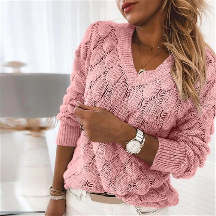 Uscha Sweater | Pull en tricot avec col en V