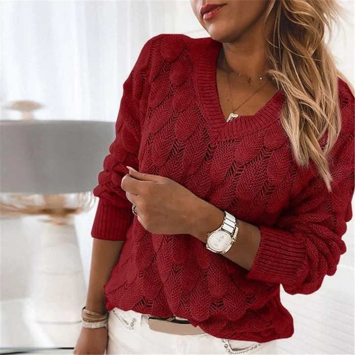 Uscha Sweater | Pull en tricot avec col en V