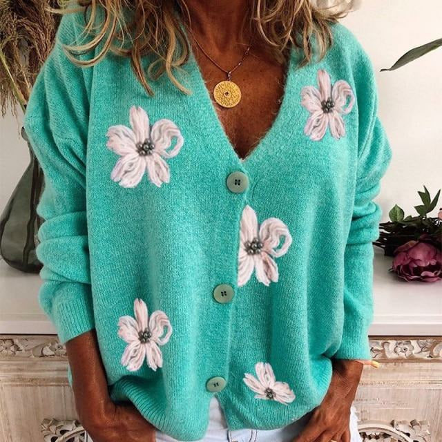 Xendi Cardigan | Cardigan à col en V imprimé floral