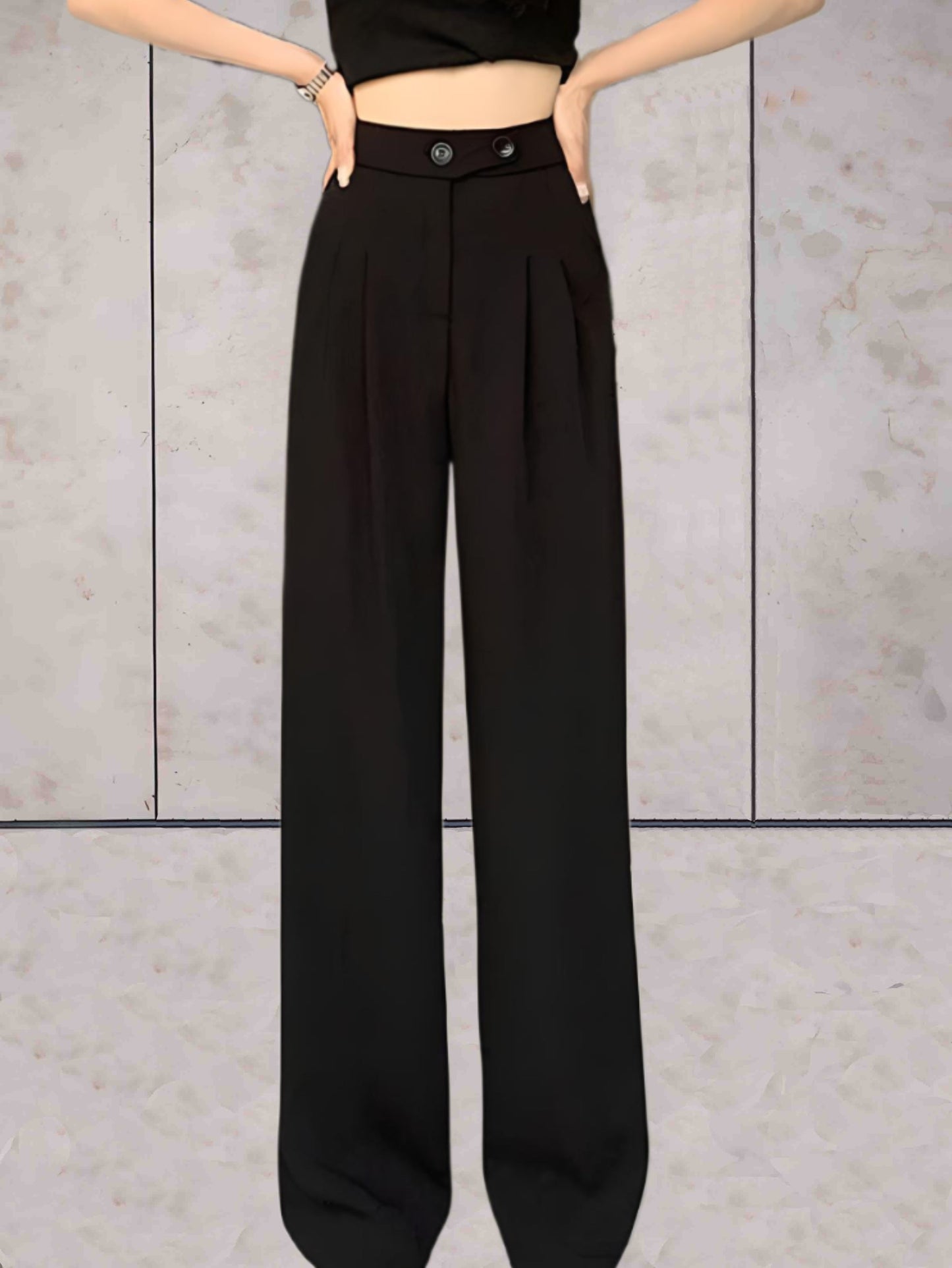 Margaux - Pantalon simple à taille haute avec jambe large et poches