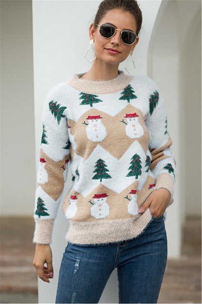 Pullover de Noël avec bonhomme de neige pour dames