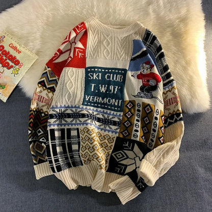 Lennart - Pull unisexe patchwork "Ski Club