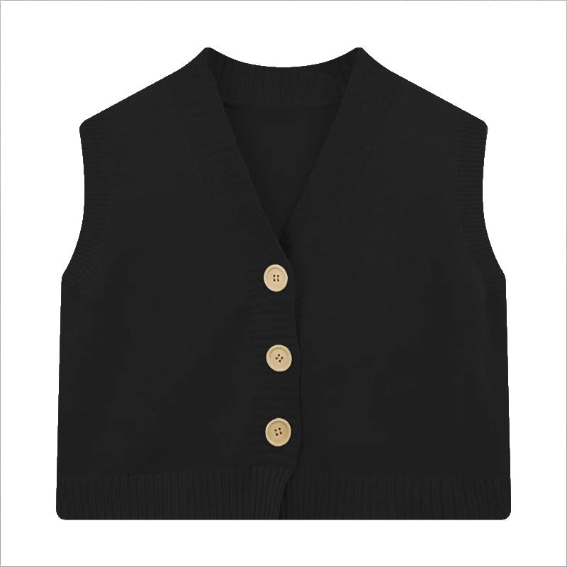 Mona - Gilet en maille pour femme avec patte de boutonnage