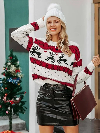 Celeste - Elégant pull de Noël pour femme avec motif de rennes