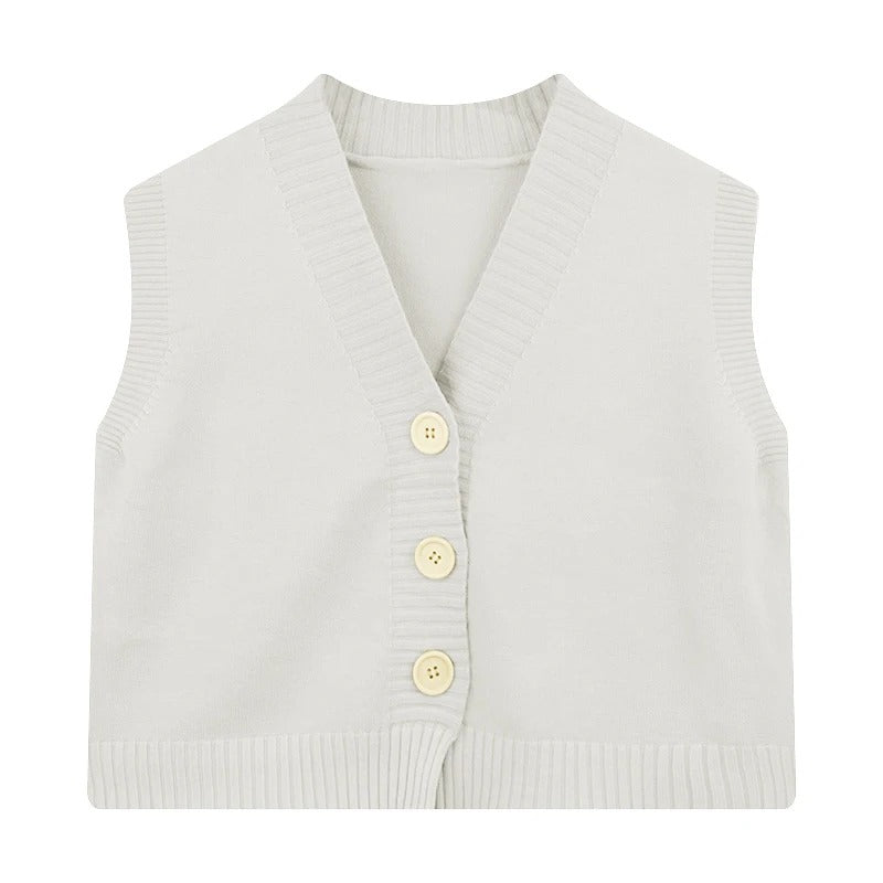 Mona - Gilet en maille pour femme avec patte de boutonnage