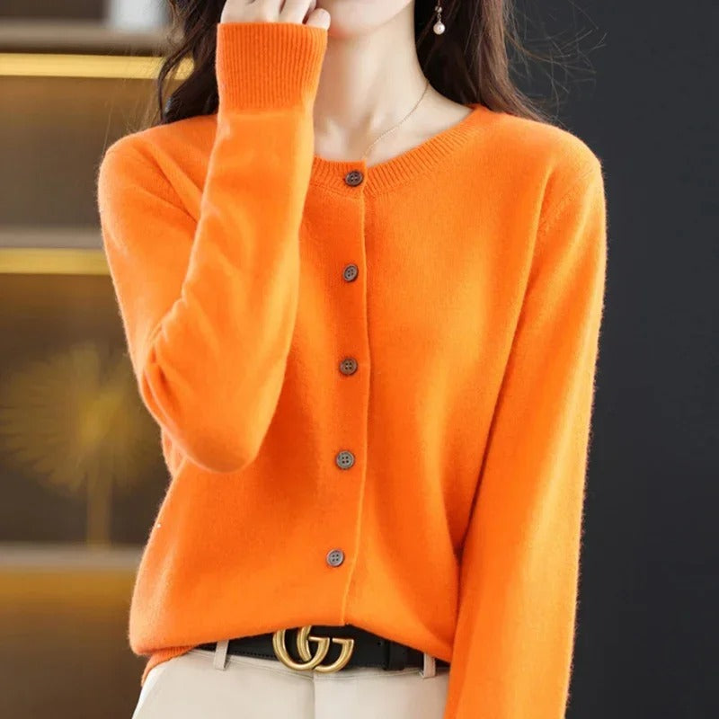 Sophie - Pull décontracté pour femme en orange, violet et gris pour l'automne