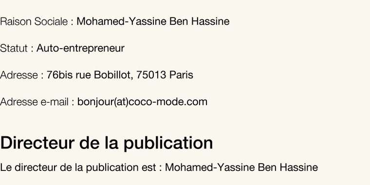 Coordonnees de l editeur du site Coco Mode